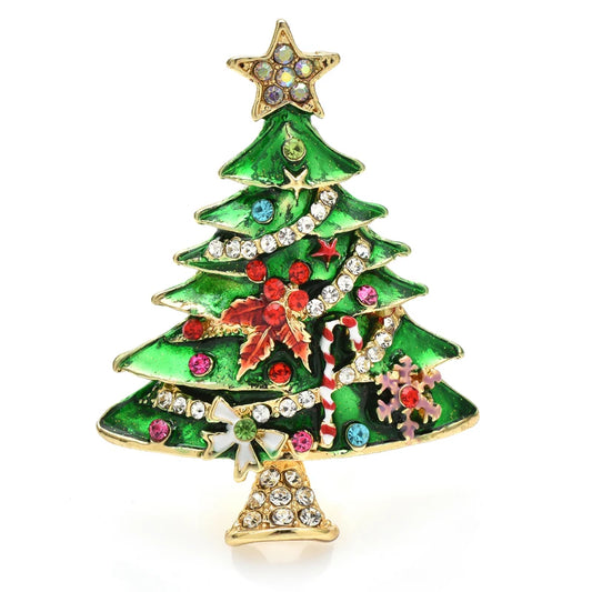 Broche kerstboom emaille – feestelijke speld voor dames en heren