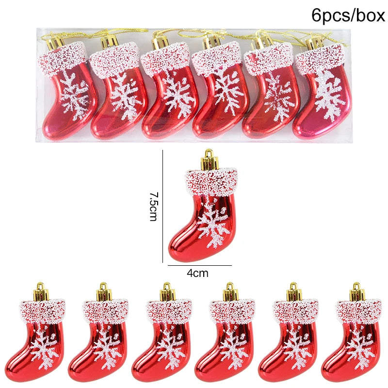 Kerstboom ornament set rood ster sneeuwvlok kerstballen decoratie - 6 stuks