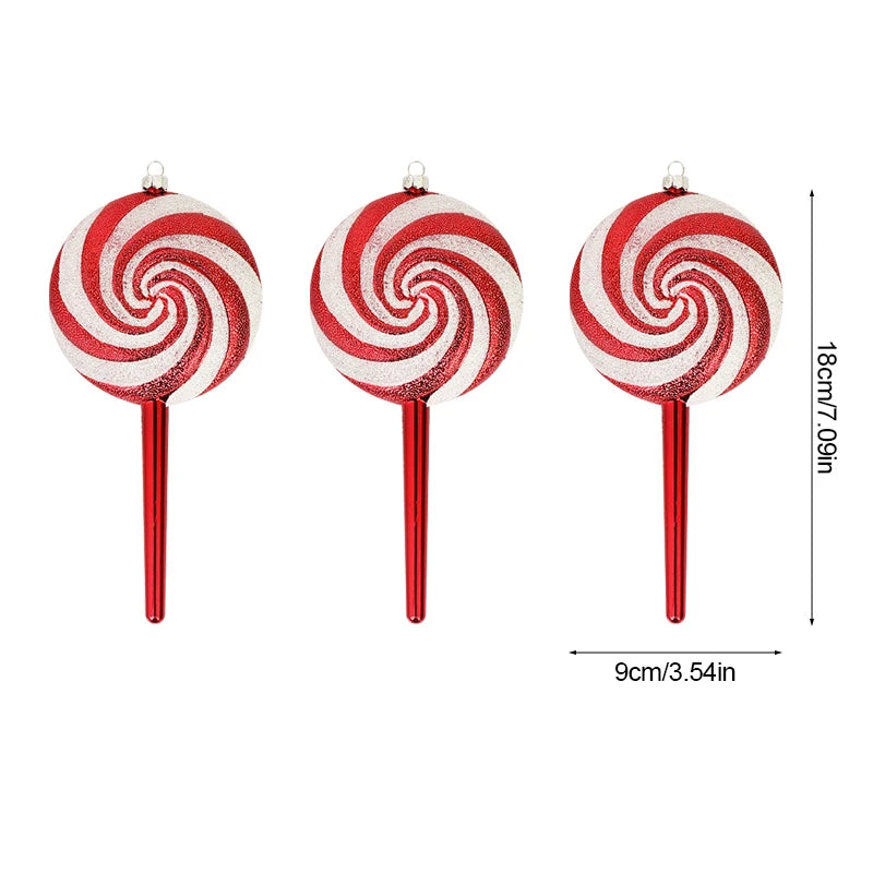 Kerstballen set – Grote Lolly & Rood-Wit Suikerstok Hangers voor Kerstboom
