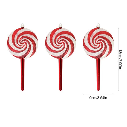 Kerstballen set – Grote Lolly & Rood-Wit Suikerstok Hangers voor Kerstboom