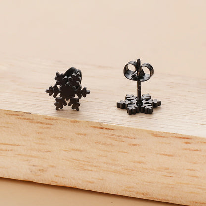 Kerst oorbellen sneeuwvlok van roestvrij staal – elegant in goud, zilver of zwart