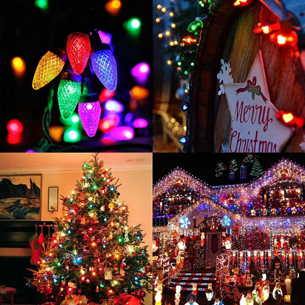 Verlichte Kerst slinger kleurrijke C7 LED lampjes voor binnen en buiten