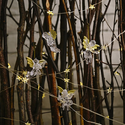 Kerstboom ornament acryl engeltjes hangdecoratie set van 4 stuks