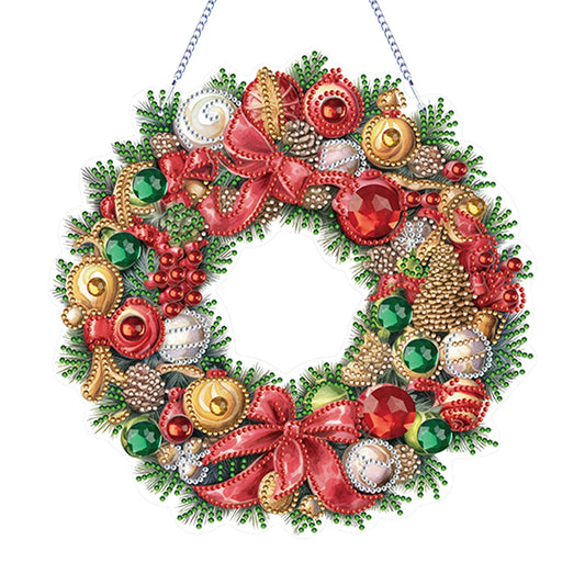 Diamond Painting Hangend Ornament Kerst Krans – Kerstdecoratie met Steentjes – Uniek Cadeau - GJ211