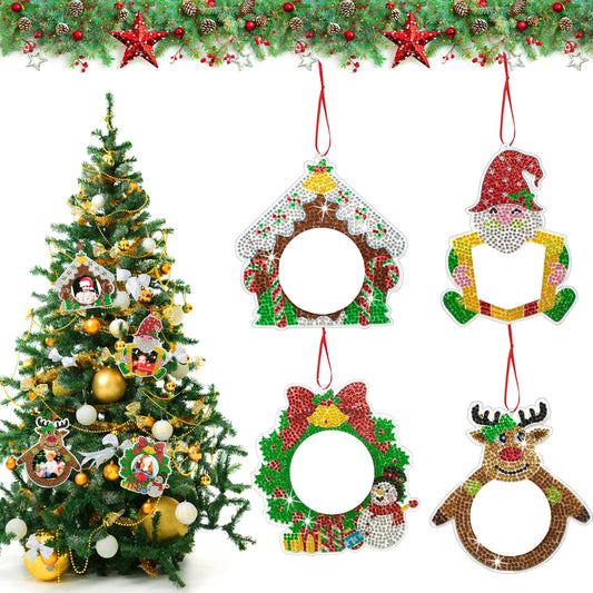 Diamond Painting Kersthangers fotolijst kerstdecoratie set 4 stuks - SDZ004