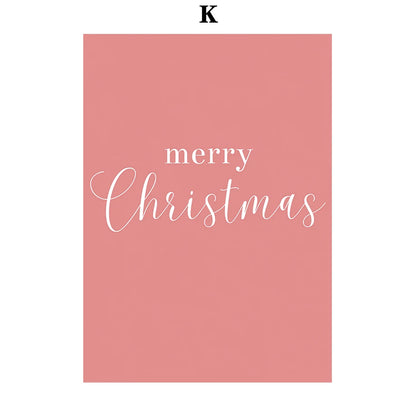 Kerst schilderij kerstboom met kerstman sneeuwhuis canvas poster
