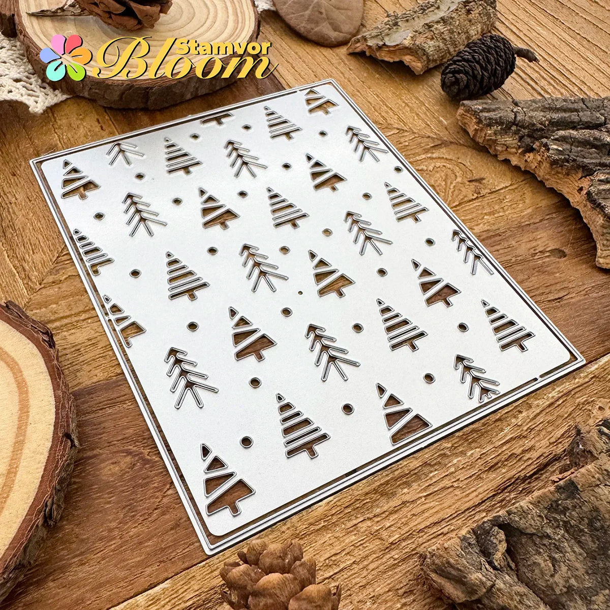 Snijmal kerstbomen vierkant frame achtergrond voor kaarten en scrapbooking