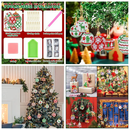 Diamond Painting Kerst Sleutelhangers – Set van 15 Dubbelzijdige Ornamenten