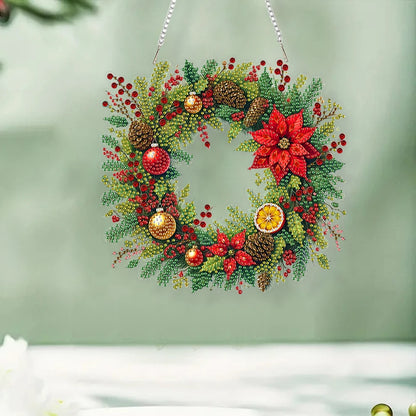 Diamond Painting Kerstkrans hanger raamdecoratie acryl met strass steentjes