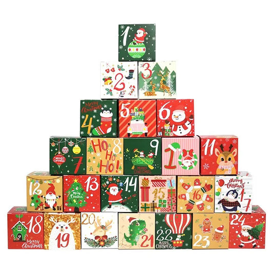 Kerst cadeauverpakking set van 24 advent doosjes voor aftelkalender