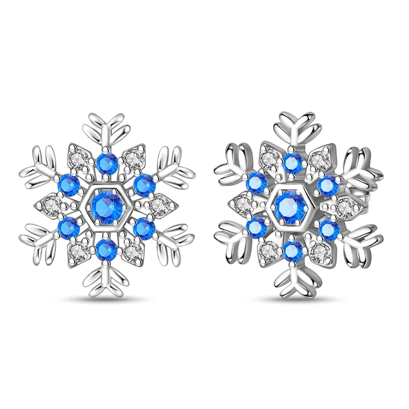 Kerst oorbellen 925 zilver sneeuwvlok met fonkelende zirkonia
