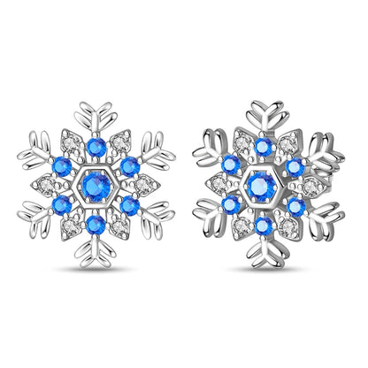 Kerst oorbellen 925 zilver sneeuwvlok met fonkelende zirkonia