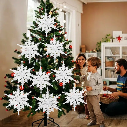 Kersthanger glitter sneeuwvlokken wit of goud – set van 1 tot 10 stuks voor boom of decoratie