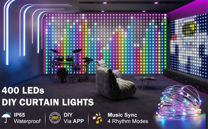 Slimme Kerstverlichting – 400-800 RGB LED Gordijnverlichting met App & Afstandsbediening, Muzieksynchronisatie, Binnen & Buiten Decoratie