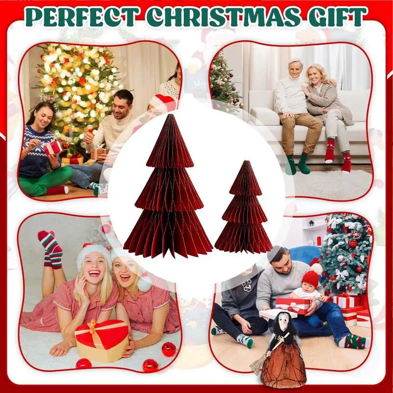 Opvouwbare Kerstboom - Set van 2 Papieren Mini Bomen - Origami Decoratie
