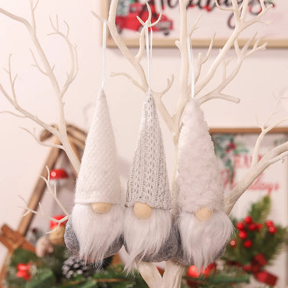 Set kersthangers – 3 schattige kerstgnomen met gebreide muts, 17 cm