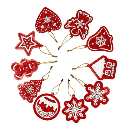 Diamond Painting Kerst Hangers – 10x DIY Kerstboom Ornamenten met Speciale Steentjes | Unieke Kerstdecoratie en Cadeau Idee