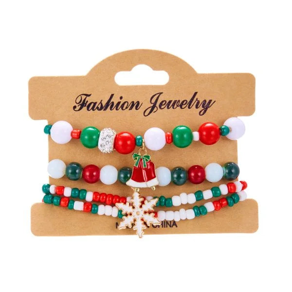 Kerst armband met kerstman sneeuwpop ster en kerstboom hanger