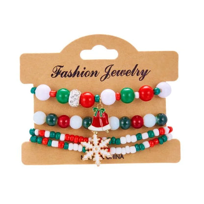 Kerst armband met kerstman sneeuwpop ster en kerstboom hanger