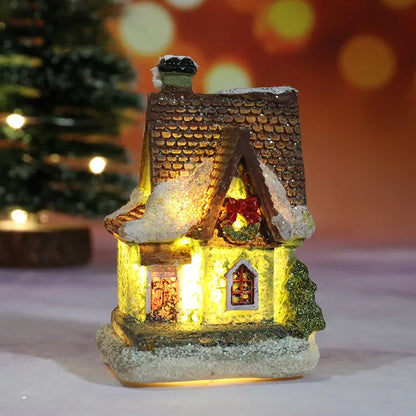 Verlicht Kerst figuur sfeervol huis met warm wit licht voor feestelijke decoratie