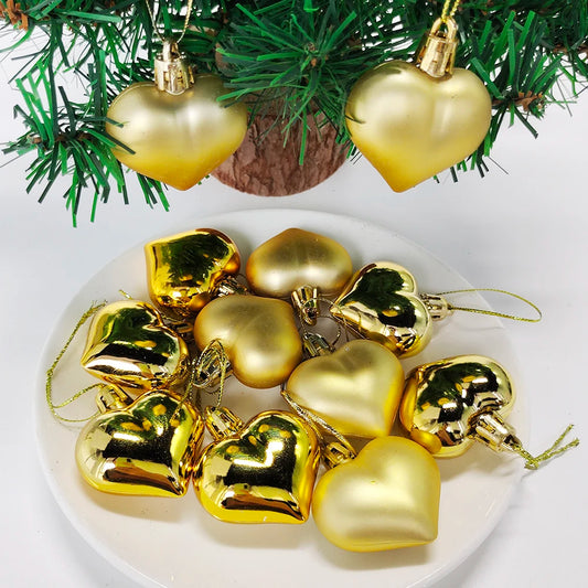Kerstballen set hartjes rood & goud – 12 stuks kerstboom decoratie