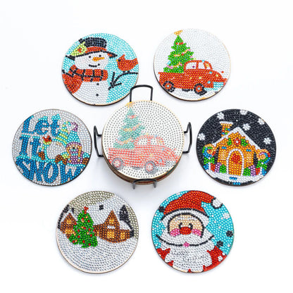 Diamond Painting Kerst Onderzetters met Houder – Creatief en Uniek Cadeau
