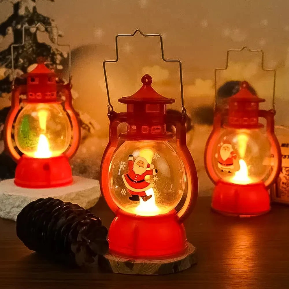 Kerst lamp lantaarn met LED en kerstman decoratie voor huis en feestdagen