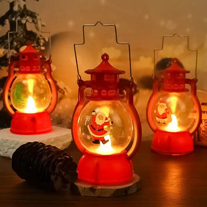 Kerst lamp lantaarn met LED en kerstman decoratie voor huis en feestdagen