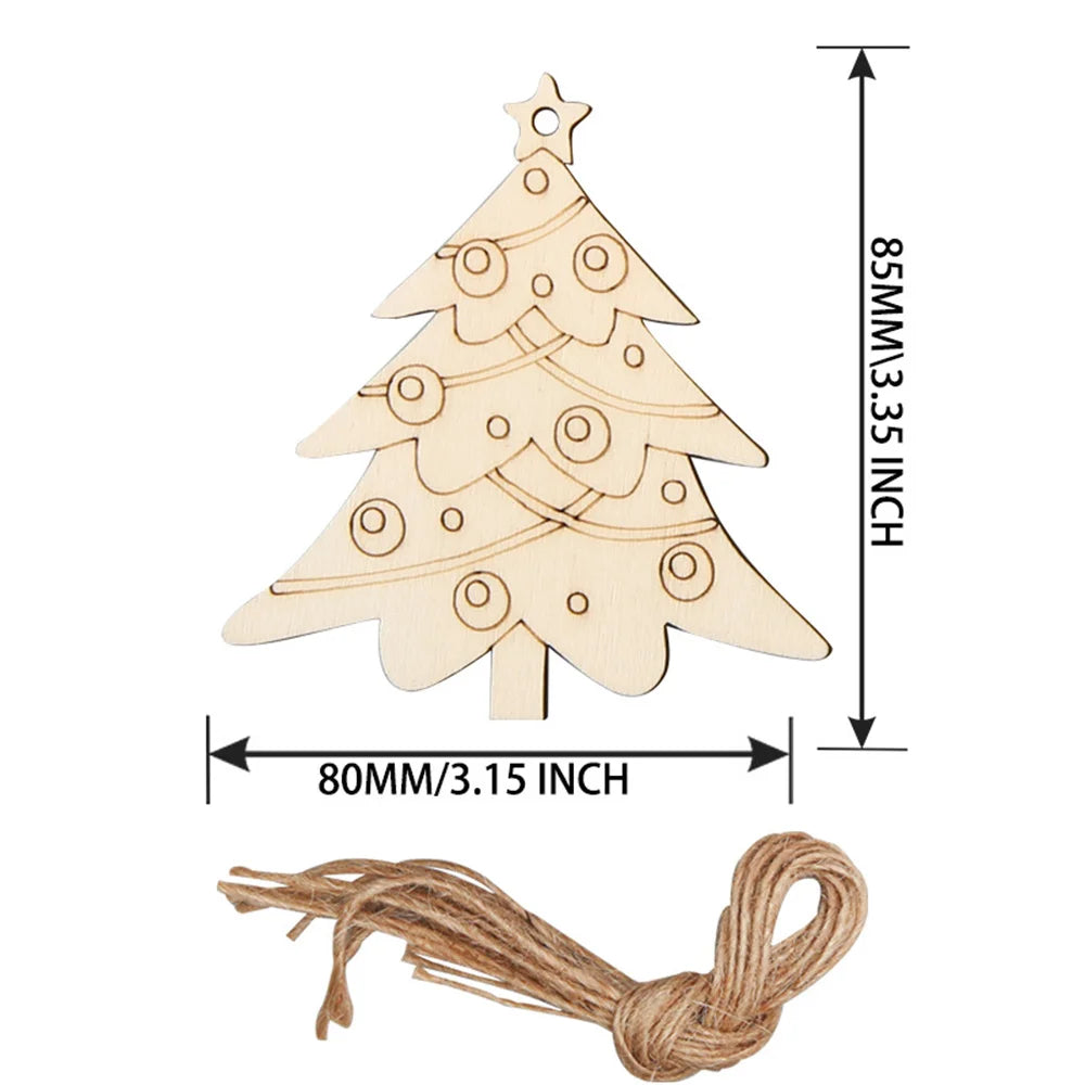 Houten figuur om zelf te schilderen/kleuren – Kerstboom hangornamenten van hout (set)