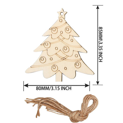 Houten figuur om zelf te schilderen/kleuren – Kerstboom hangornamenten van hout (set)