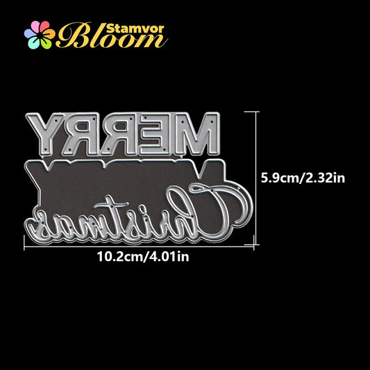 Snijmal Merry Christmas tekst voor kaarten en scrapbooking