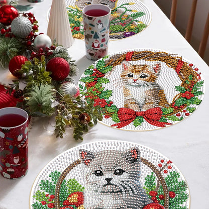 Diamond Painting Placemat met Schattige Kat – Set van 3 – DIY Tafeldecoratie