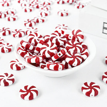 Kerst ornament voor in Kerstboom rood wit snoep decoratie set 10 stuks