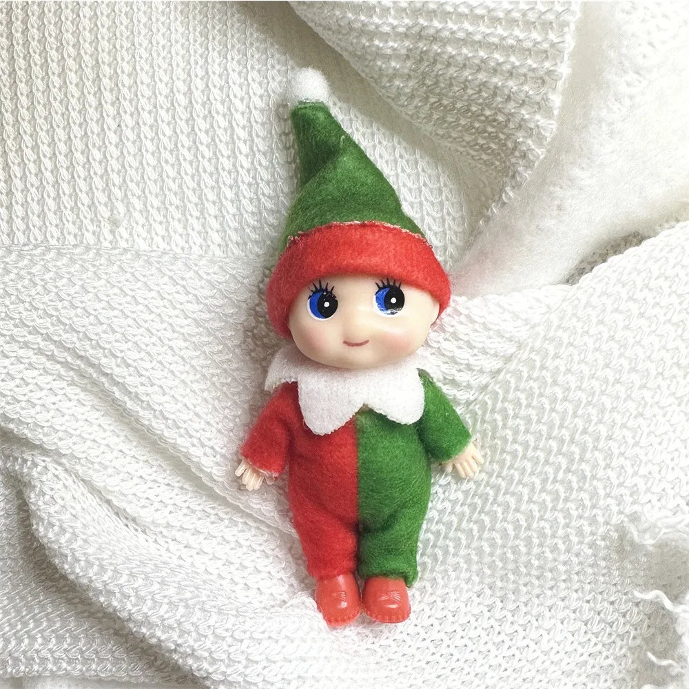Kerst pop tweeling elf jongen en meisje – feestelijke mini decoratie