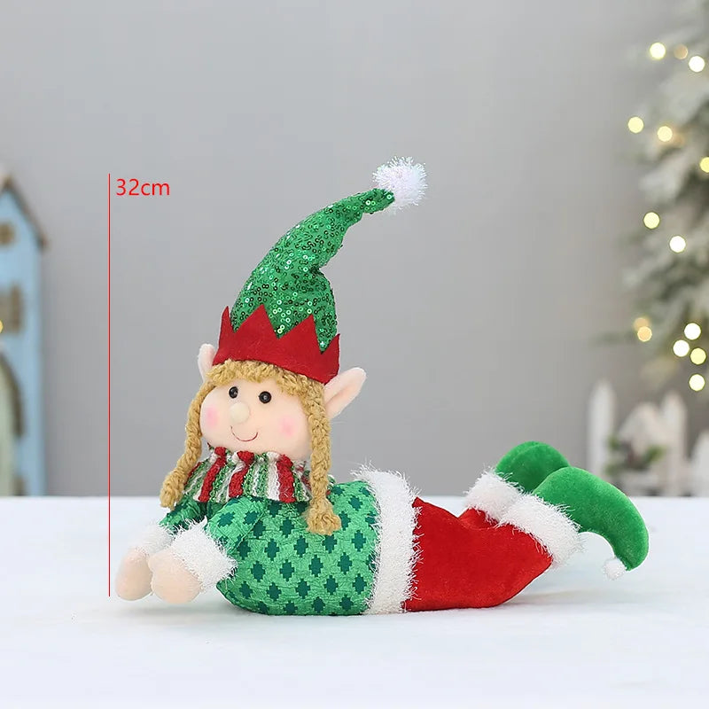 Kerst pop liggende telescoop elf met slee – feestelijke decoratie voor thuis