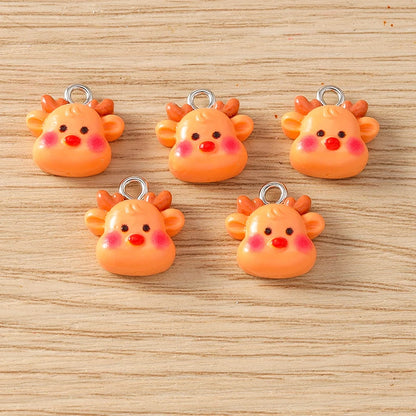 Kersthangers voor ketting of armband – 10 schattige hars bedels met kerstman en rendier