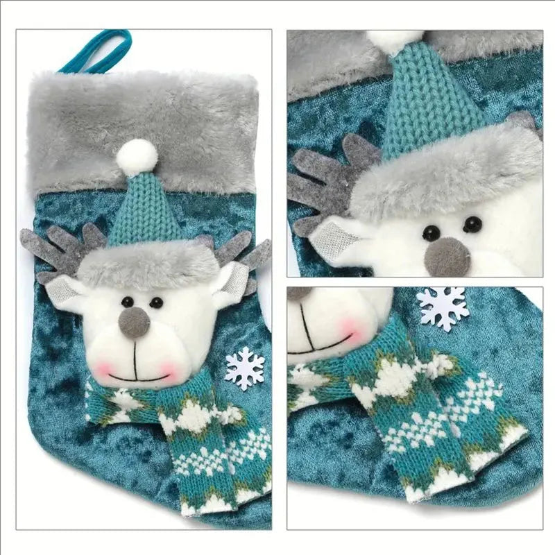 Kerst sok (decoratief) geborduurde cadeausok set van 3 stuks