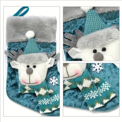 Kerst sok (decoratief) geborduurde cadeausok set van 3 stuks