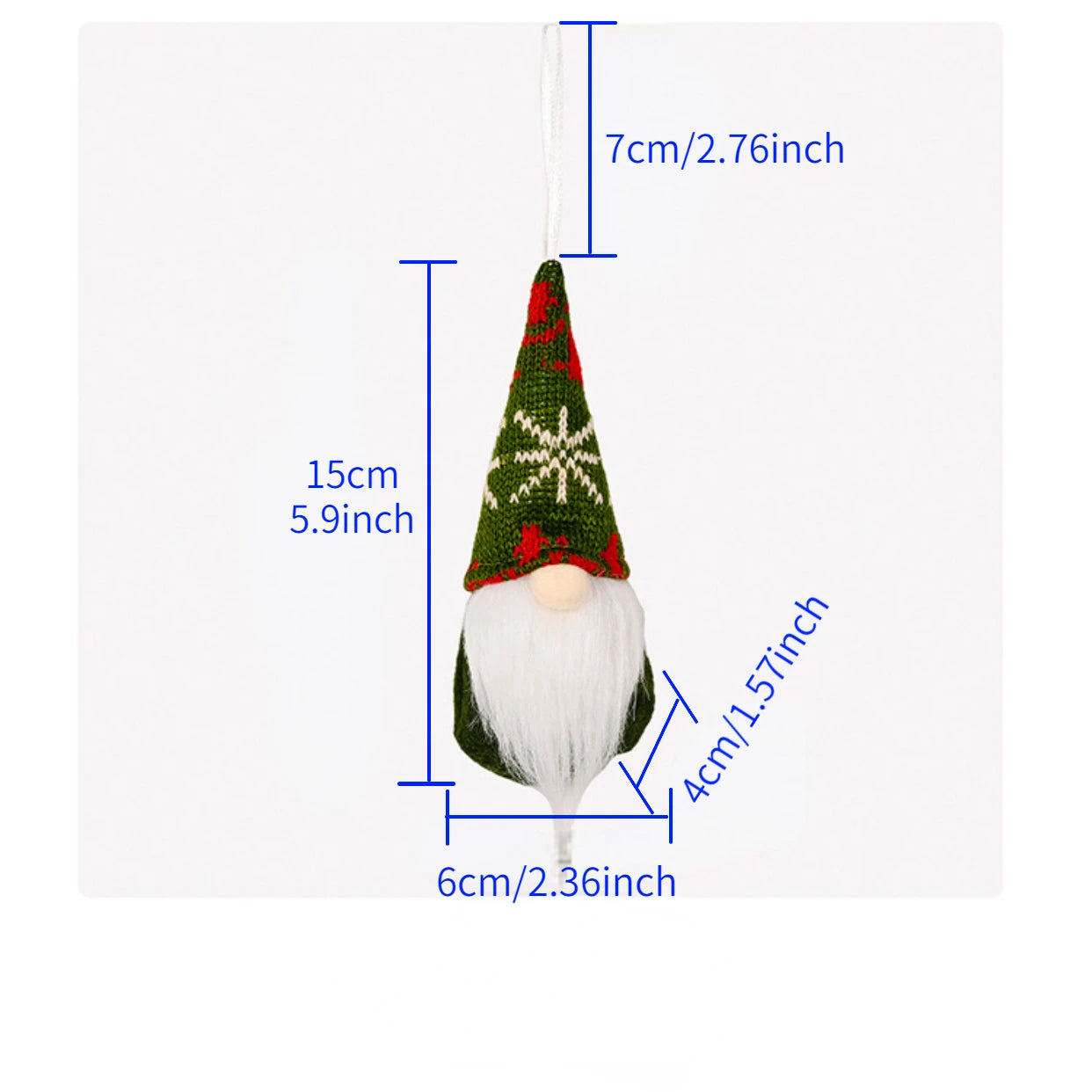 Set kersthangers – 3 schattige kerstgnomen met gebreide muts, 17 cm
