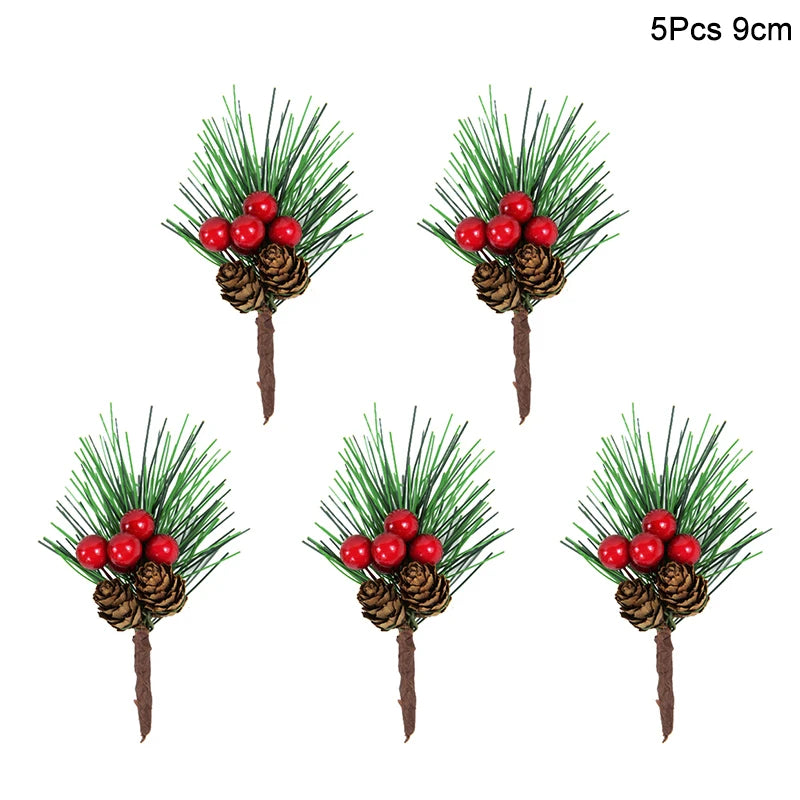 Kerst ornament voor Kerstboom rode bes dennentak bloem decoratie set