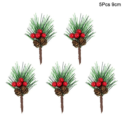 Kerst ornament voor Kerstboom rode bes dennentak bloem decoratie set
