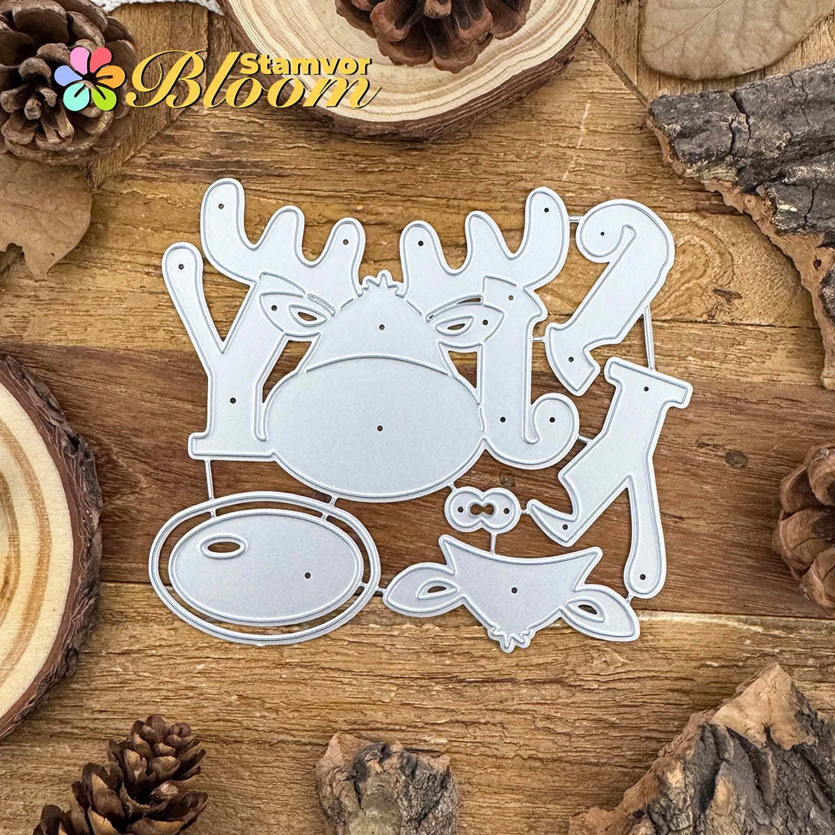 Snijmal Kerst Herten JOY met Lagen voor Scrapbooking en Kaartdecoratie