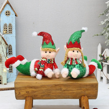 Kerst pop liggende telescoop elf met slee – feestelijke decoratie voor thuis
