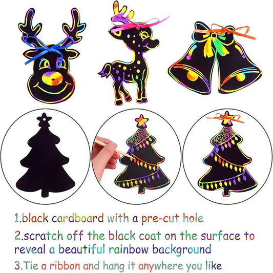 Krastekeningen Kerstset – 12 Magische Regenboog Ornamenten