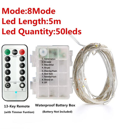 Kerst Lichtsnoer 1 Stuks LED Draadlamp op Batterijen – Waterdicht voor Buiten