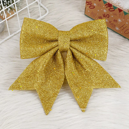 Kerstboom ornament rode gouden strik met glitters voor feestelijke decoratie