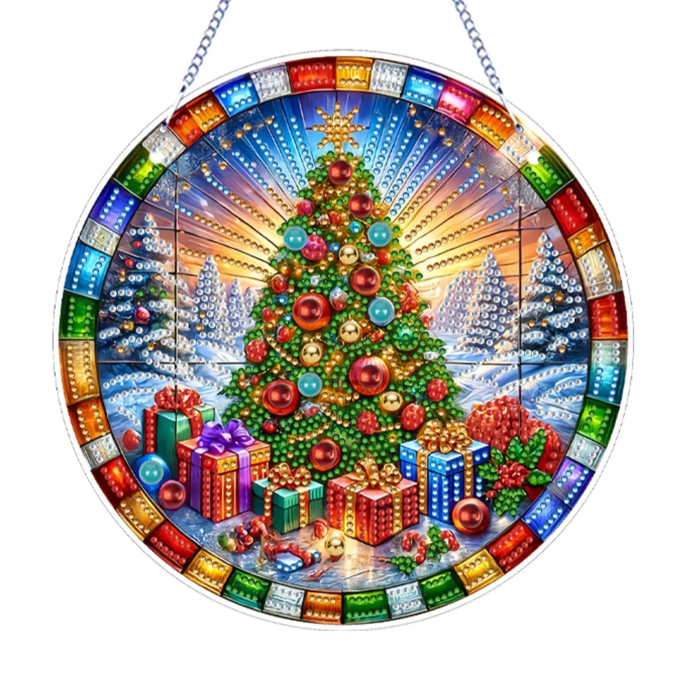 Diamond Painting Kerstkrans raamdecoratie met strass steentjes