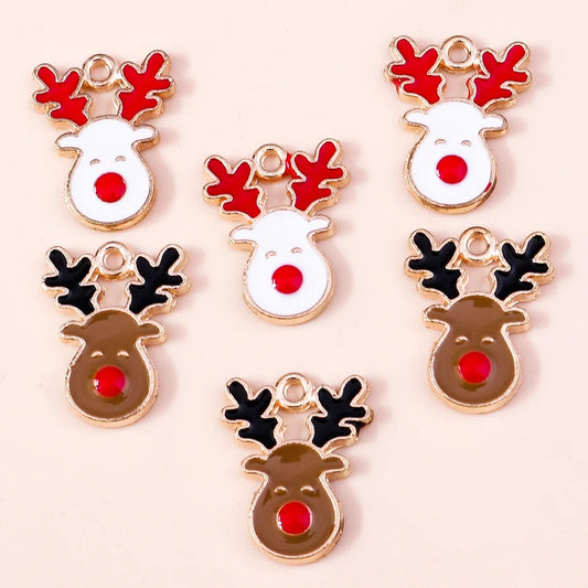 Kerst hangers rendier emaille bedels dieren voor sieraden en decoratie - 20 stuks