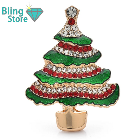 Broche Kerst | Sfeervolle strass kerstboom broche voor dames & heren
